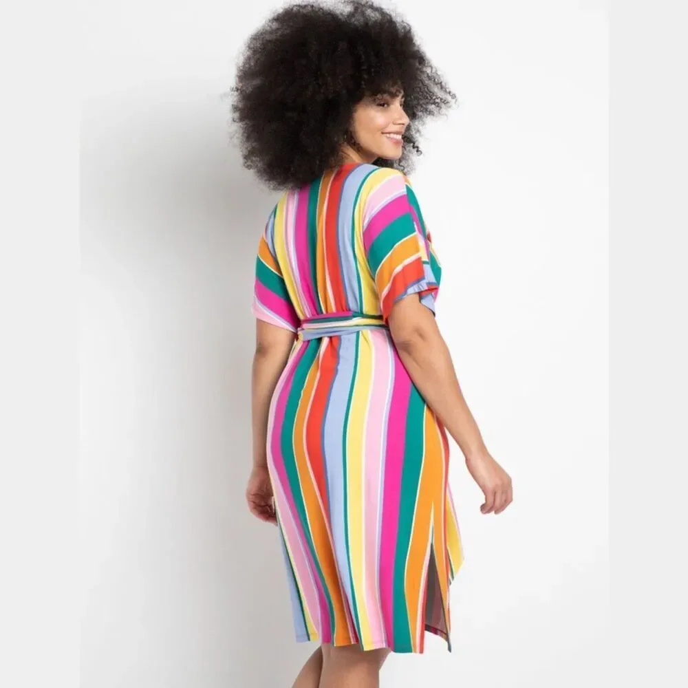 ELOQUII Rainbow Wrap Around Dress size 28 Plus